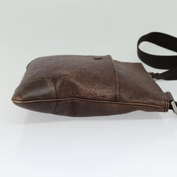 GUCCI GG Canvas Guccissima Shoulder Bag Leather Brown Silver - Picture 5 of 16